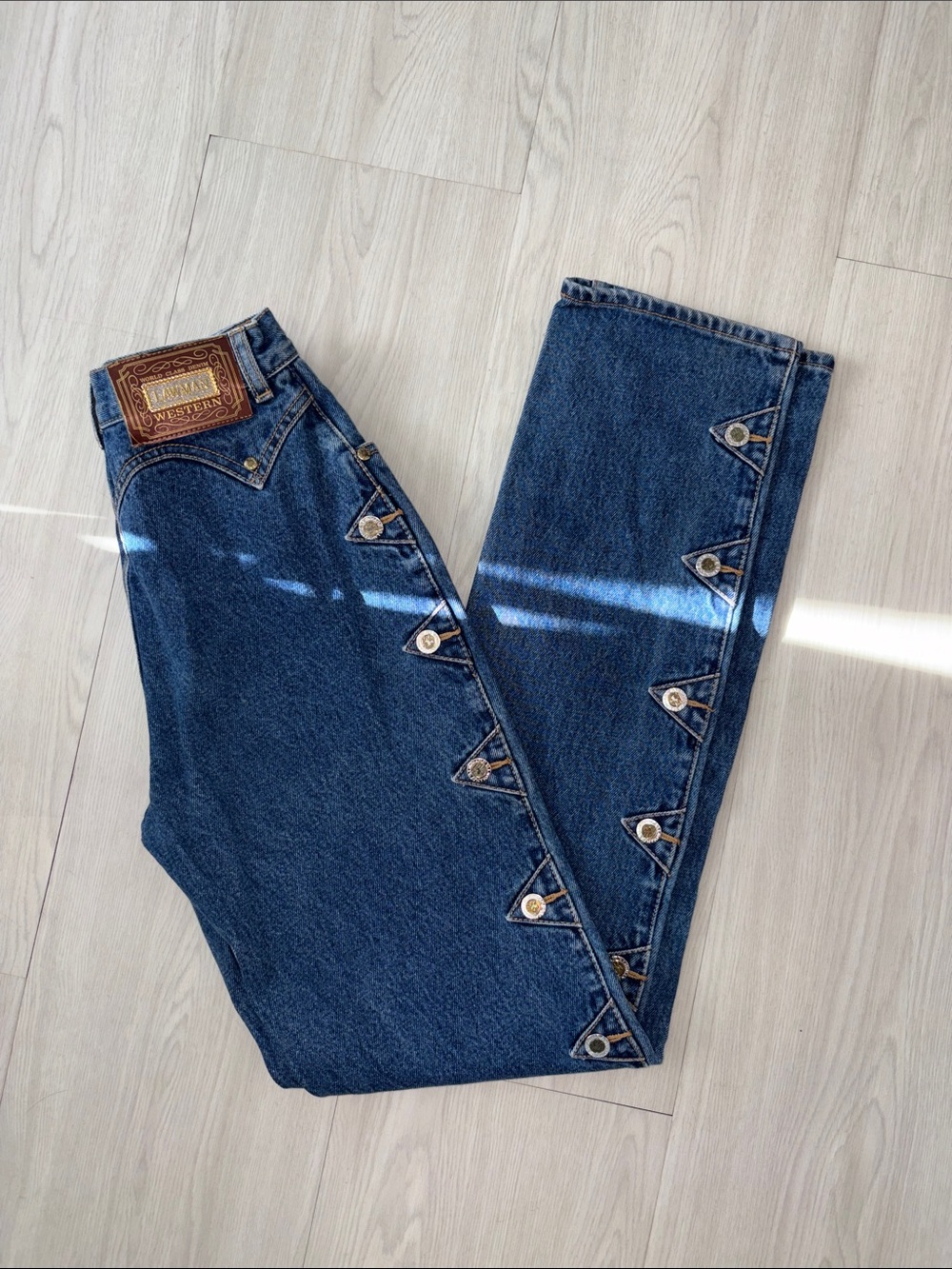 VINTAGE 90s Lawman Western Button Detail High Waisted Jeans Sz 1